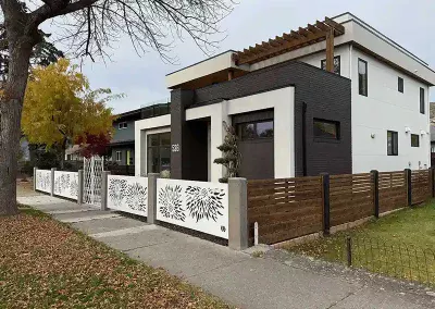 North End completed modern home with one of a kind metal fence